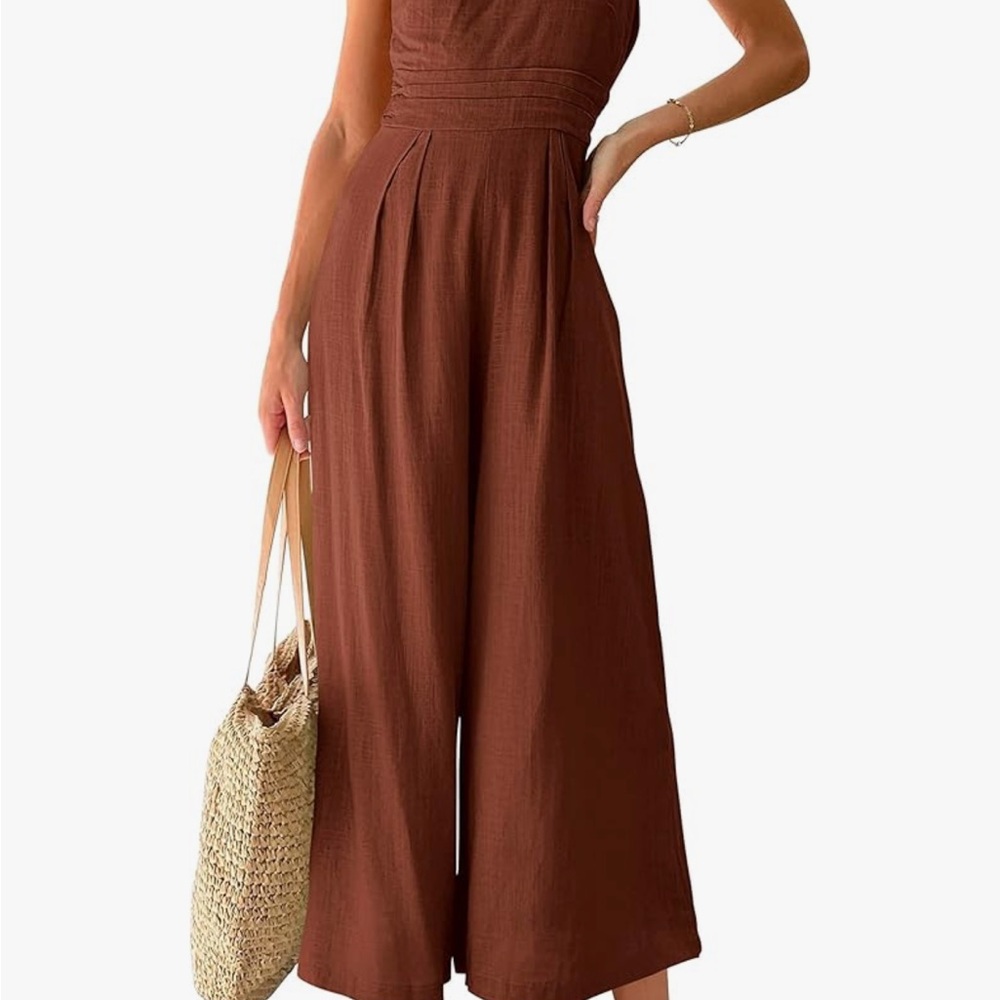 Chic Brown Wide-Leg Jumpsuit